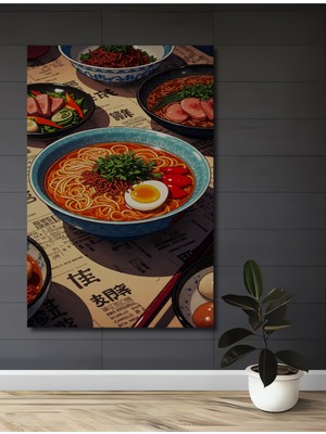 Teona Ahşap Japon Ramen Sanatı Sulu Boya Görünümlü Ahşap Dekoratif Ev,antre,salon,ofis,mutfak,yatak Odası Tablo