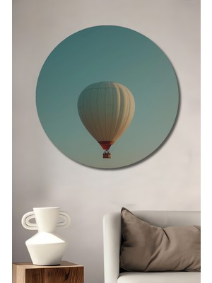 Teona Ahşap Sıcak Hava Balonu Sanat Tablosu Dekoratif Ahşap Tablo Yuvarlak Duvar Tablosu