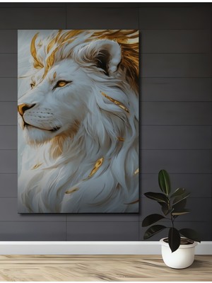 Teona Ahşap Aslan Yağlı Boya Görünümlü Modern Sanat Ahşap Dekoratif Ev,antre,salon,ofis,mutfak,yatak Odası Tablo