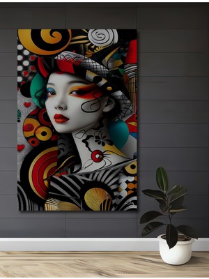 Teona Ahşap Geometrik Kadın Portresi Yağlı Boya Görünümlü Ahşap Dekoratif Ev,antre,salon,ofis,mutfak Tablo