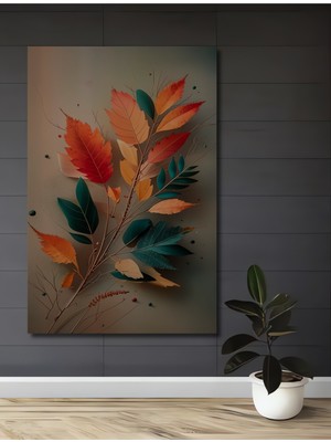Teona Ahşap Sonbaharın Büyülü Yaprakları Yağlı Boya Görünümlü Ahşap Dekoratif Ev,antre,salon,ofis,mutfak Tablo