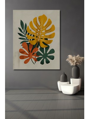 Teona Ahşap Büyük Tropikal Yapraklar Sulu Boya Görünümlü Ahşap Dekoratif Ev,antre,salon,ofis,mutfak Tablo