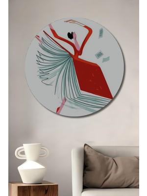 Teona Ahşap Dans Eden Kitap Baskısı Ahşap Tablo Yuvarlak Duvar Tablosu