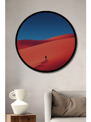 Teona Ahşap Sıcak Kumların Gizemi Soyut Sanat  Yuvarlak Duvar Tablosu