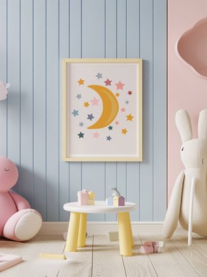 Fuart.Co Ay Işığı Temalı Çocuk Odası Posteri Kuşe Baskı (Çerçevesiz) CCFU