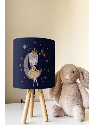 Talia Home Lacivert Ay'da Oturan Kız Çocuk Odası Abajur Masa Lambası TLAB-086
