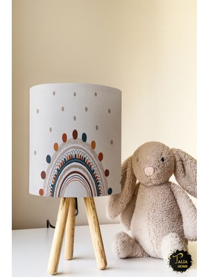 Talia Home Bej Gökkuşağı Çocuk Odası Abajur Masa Lambası TLAB-032