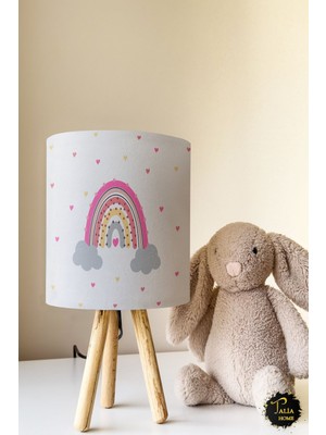 Talia Home Renkli Gökkuşağı Desenli Çocuk Odası Abajur Masa Lambası TLAB-025