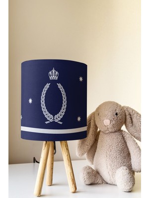 Talia Home Lacivert Taç Desen Çocuk Odası Abajur Masa Lambası TLAB-143