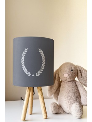 Talia Home Gri Çelenk Desenli Çocuk Odası Abajur Masa Lambası TLAB-205
