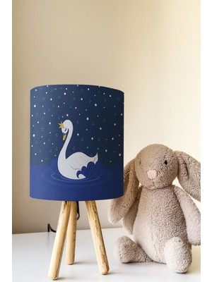 Talia Home Mavi Kuğu Desenli Çocuk Odası Abajur Masa Lambası TLAB-223