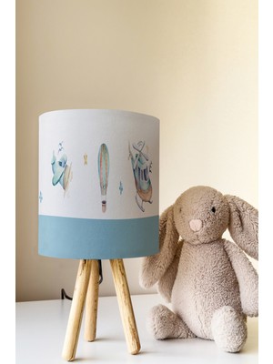 Talia Home Uçak Helikopter Desenli Çocuk Odası Abajur Masa Lambası TLAB-326