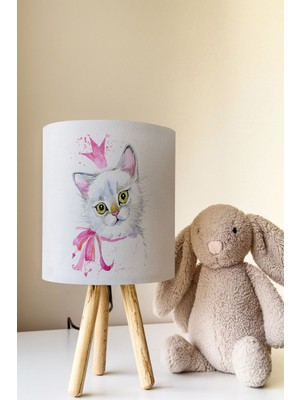 Talia Home Kedi Desenli Çocuk Odası Abajur Masa Lambası TLAB-234