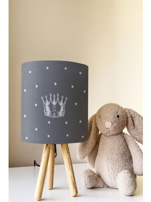 Talia Home Gri Taç Çocuk Odası Abajur Masa Lambası TLAB-126