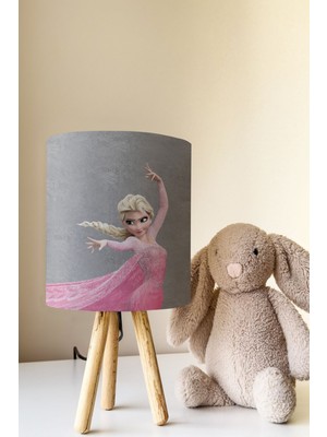 Talia Home Karlar Ülkesi Gri Elsa Elsalı Çocuk Odası Abajur Masa Lambası TLAB-274