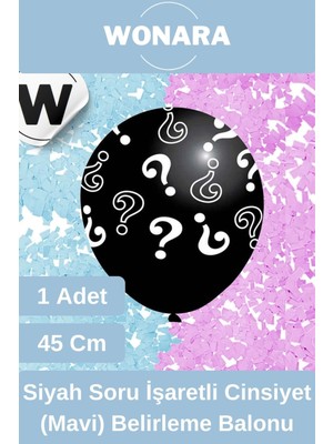 Wonara Premium Keyifli Eğlenceli Siyah Soru Işaretli Kız Erkek Çocuk Cinsiyet Belirleme Partisi Balonu Süsü