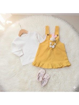 Keten Kız Bebek Salopet Tulumu | Ayıcık Figürlü, Nefes Alan Şık Bebek Tulum