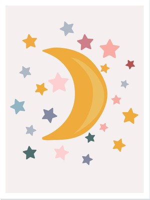 Fuart.Co Ay Işığı Temalı Çocuk Odası Posteri Kuşe Baskı (Çerçevesiz) CCFU
