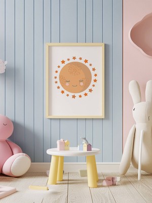 Fuart.Co Uykulu Ay Temalı Çocuk Odası Posteri Kuşe Baskı (Çerçevesiz) CCFU