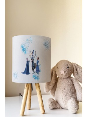 Talia Home Karlar Ülkesi Mavi Elsa Desenli Çocuk Odası Abajur Masa Lambası TLAB-312