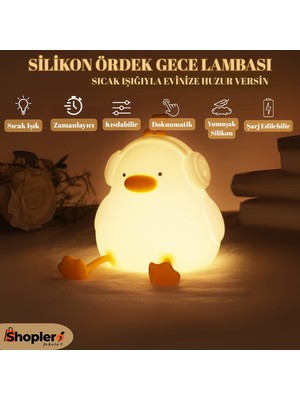 PremiumPort Renkli Silikon Ördek Gece Lambası, Yumuşak ve Güzel Işıklandırma