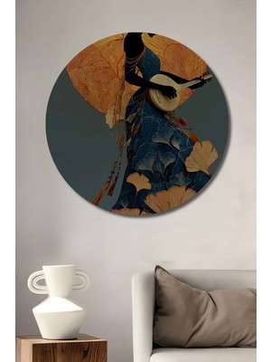 Teona Ahşap Gızemlı Müzisyen Silüeti Ahşap Dekoratif Tablo Yuvarlak Duvar Tablosu