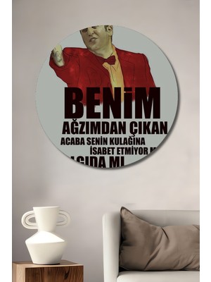 Teona Ahşap Soyut Modern Sanat Yağlı Boya Görünümlü Ahşap Dekoratif Tablo Yuvarlak Duvar Tablosu