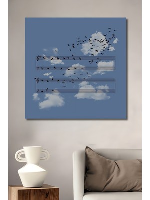 Teona Ahşap Müzik Notası Kuş Sürüsü Ahşap Dekoratif Ev,antre,salon,ofis,mutfak,yatak Odası Tablo