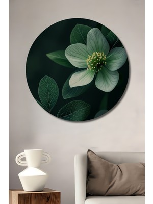 Teona Ahşap Büyülü Orman Çiçekleri Sulu Boya Görünümlü Ahşap Dekoratif Tablo Yuvarlak Duvar Tablosu