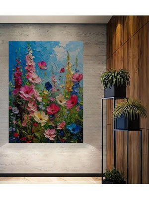 Teona Ahşap Canlı Çiçek Tarlası Yağlı Boya Görünümlü Ahşap Dekoratif Ev,antre,salon,ofis,mutfak Tablo
