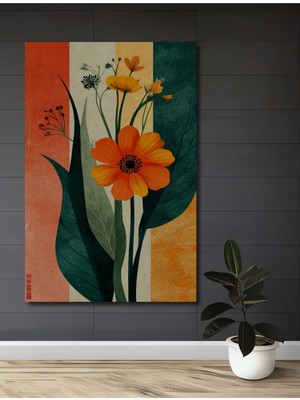 Teona Ahşap Canlı Orkide Çiçekleri Sulu Boya Görünümlü Modern Sanat Ahşap Dekoratif Ev,antre,salon,ofis Tablo
