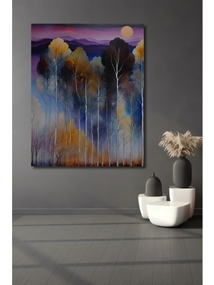 Teona Ahşap Gızemlı Orman Süsü Sulu Boya Görünümlü Ahşap Ev,antre,salon,ofis,mutfak,yatak Odası Tablo