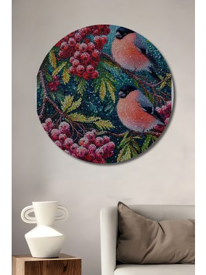 Teona Ahşap Kışın Büyüsü Iki Irlanda Sakini Ahşap Dekoratif Tablo Yuvarlak Duvar Tablosu