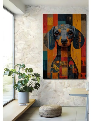 Teona Ahşap Dachshund Bohem Sanat Ahşap Dekoratif Ev,antre,salon,ofis,mutfak,yatak Odası Tablo