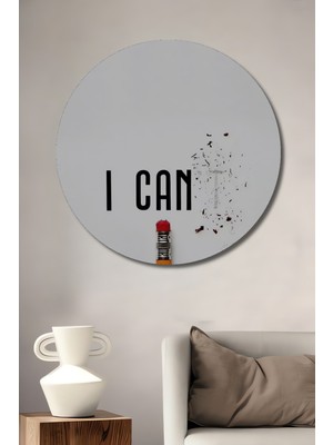 Teona Ahşap Başarabilirim Ahşap Dekoratif Tablo Yuvarlak Duvar Tablosu