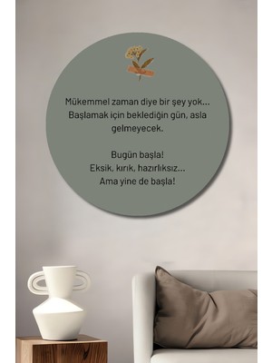 Teona Ahşap Kendini Ertelemeyi Bırak Ahşap Dekoratif Tablo Yuvarlak Duvar Tablosu