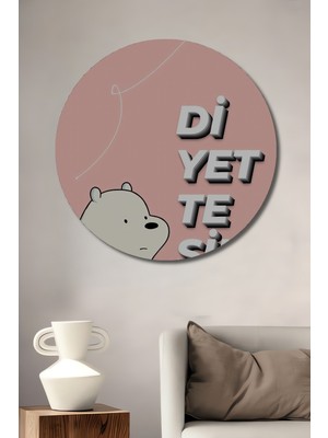 Teona Ahşap Karakter Tasarımlı Sulu Boya Görünümlü Ahşap Dekoratif Tablo Yuvarlak Duvar Tablosu