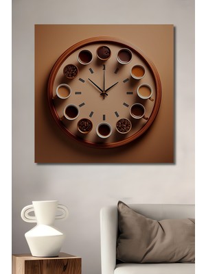 Teona Ahşap Kahve Saati Görünümlü Ahşap Dekoratif Ev,antre,salon,ofis,mutfak,yatak Odası Tablo