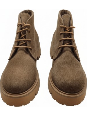 Anora Hakiki Deri Süet Taba Bağcıklı Postal Kadın Bot 26POSTAL02