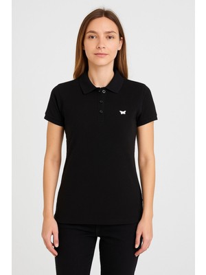 Comstar Kadın Kısa Kollu Slim Fit Basic Polo Yaka Tişört