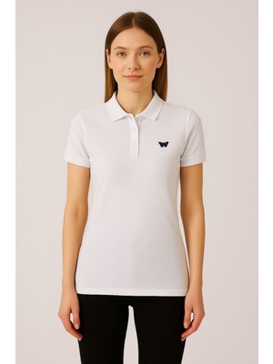 Comstar Kadın Kısa Kollu Slim Fit Basic Polo Yaka Tişört
