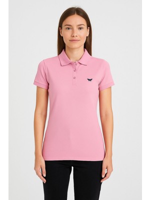 Comstar Kadın Kısa Kollu Slim Fit Basic Polo Yaka Tişört