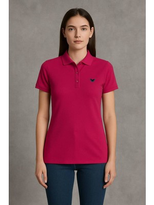 Comstar Kadın Kısa Kollu Slim Fit Basic Polo Yaka Tişört