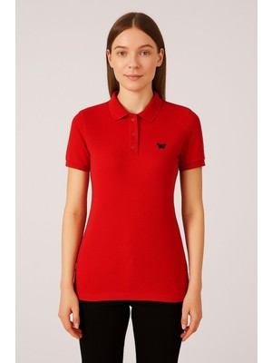 Comstar Kadın Kısa Kollu Slim Fit Basic Polo Yaka Tişört