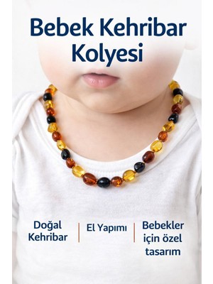 Modvina Bebek Kehribar Kolyesi – Doğal Kehribar, El Yapımı, Özel Düğümlü Emniyet Kilitli