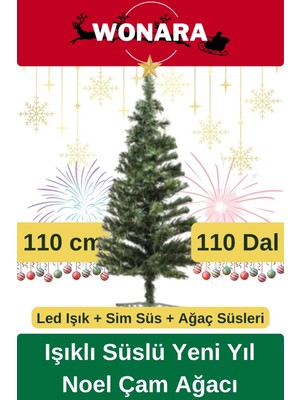 Wonara Deluxe Kutulu Ayaklı Renkli Işıklı Yılbaşı Süs Çam Ağacı Süsleme Seti Yeni Yıl Noel Dekor Paket