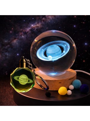 Shopwave Renk Değiştiren Satürn Gezegen Küre ve Anahtarlık Seti