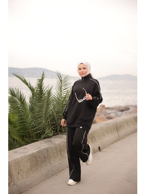 MİMİ LUXURY WEAR Kadın Şık Tesettür Eşofman Takımı Fermuarlı & Alt Üst Takım 524