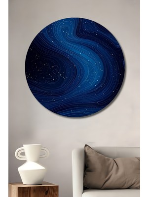 Teona Ahşap Karanlık Uzay Yıldız Akıntısı Yağlı Boya Görünümlü Dekoratif Ahşap Tablo Yuvarlak Duvar Tablosu