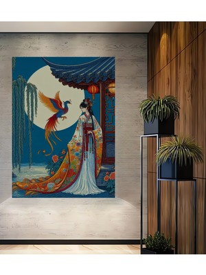 Teona Ahşap Oriental Feng Shui Sanat Ev,antre,salon,ofis Tablosu Yağlı Boya Görünümlü Ahşap Dekoratif